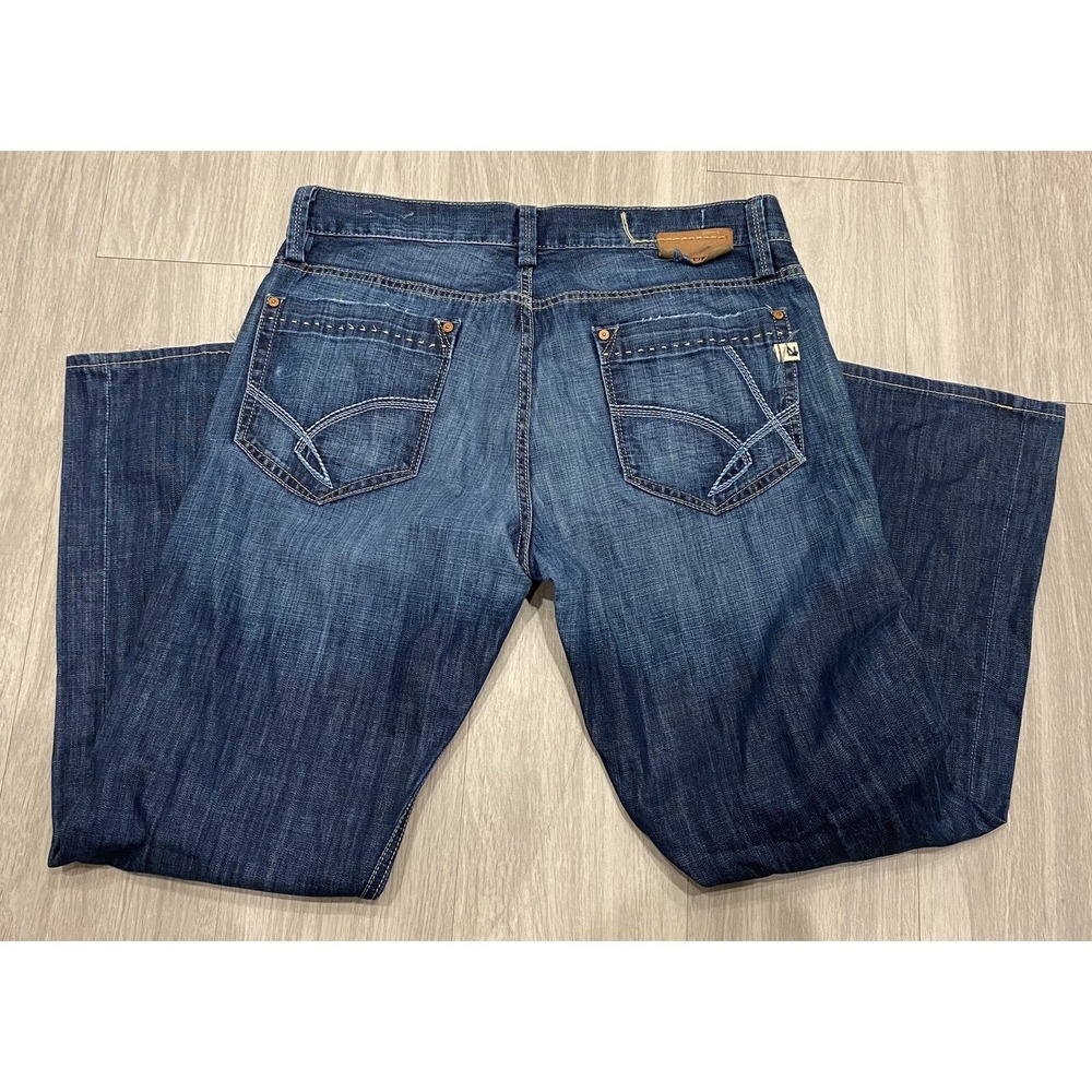 Union Denim Classic Button Fly  Jeans Men's 34 Tall Blue USA MADE Italian Fabric